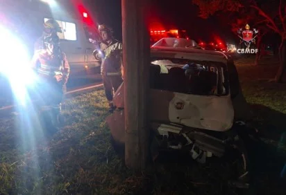 Duas pessoas ficam feridas em acidente na rodovia DF-080